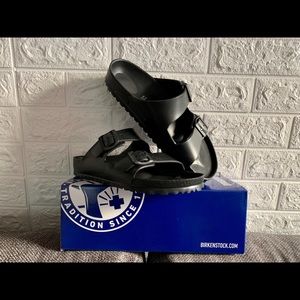 Birkenstock’s. Women’s 10, men’s 8